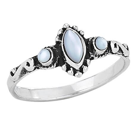 Mother of Pearl Marquis Sterling Silver Ring