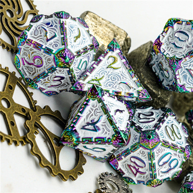 White Rainbow Metal Dice(Dagger of Venom)7-Dice Udixi RPG