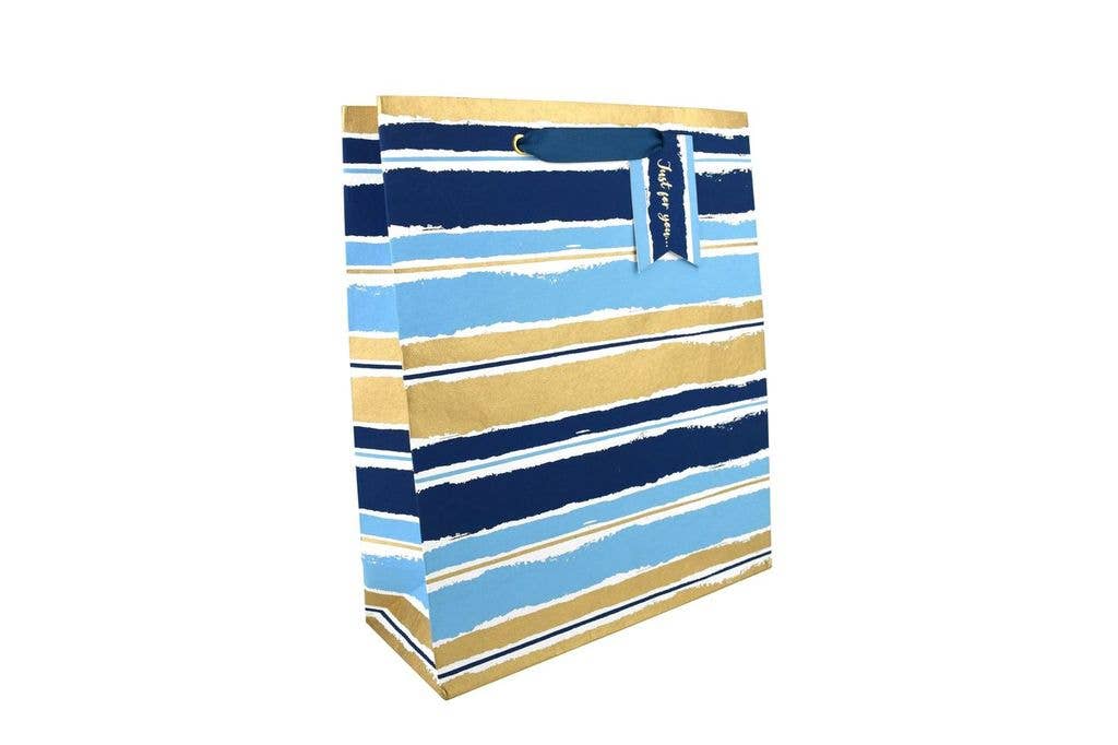 Blue Painterly Stripe - Lrg Gift Bag