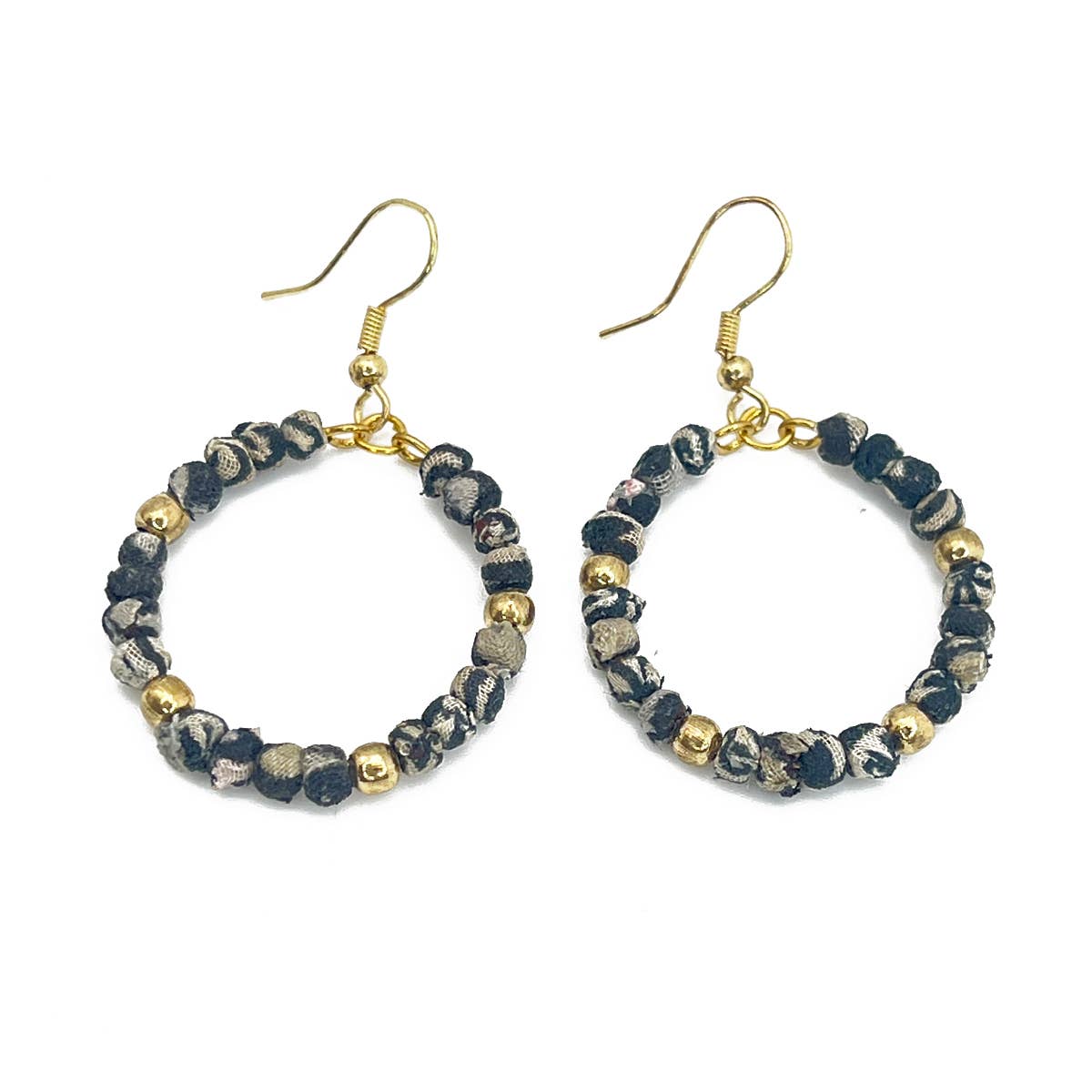 Aasha Monochrome Small Bead Hoop Earrings