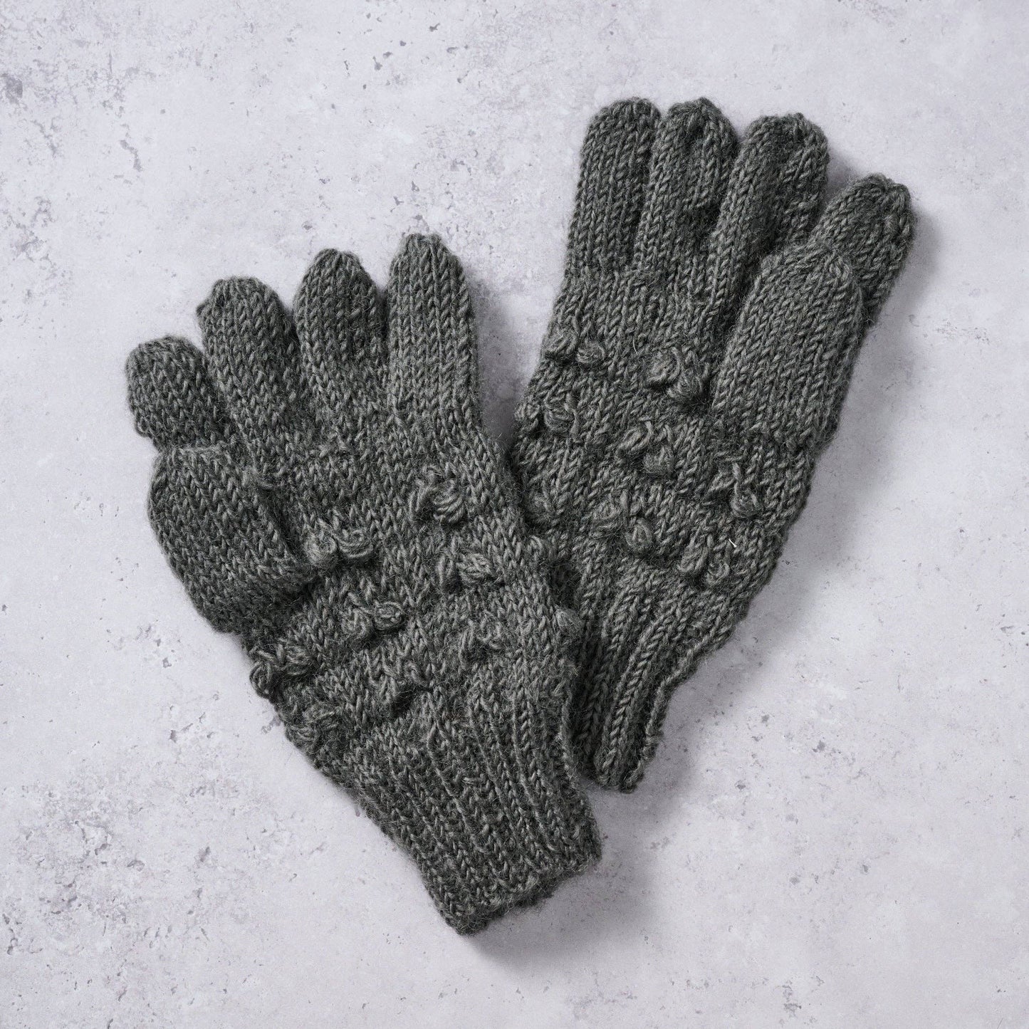 Gray Knobby Wool Gloves