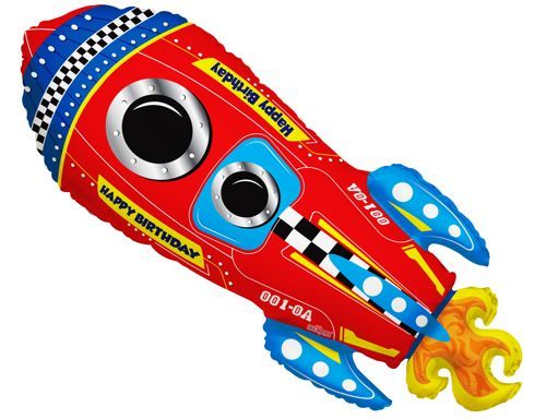 28" Happy Birthday Rocket Shape Foil Balloon