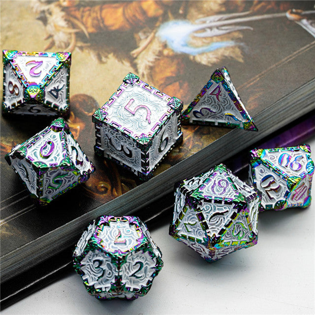 White Rainbow Metal Dice(Dagger of Venom)7-Dice Udixi RPG