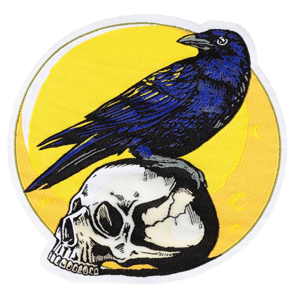 Crow On Skull Embroidered Patch