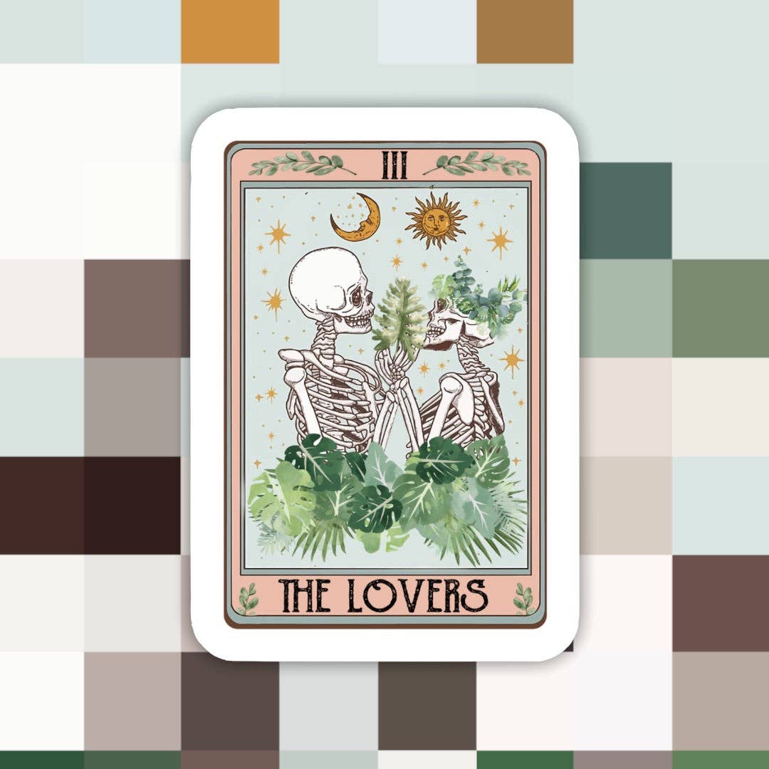 Tarot Card The Lovers Plant Sticker: White Background