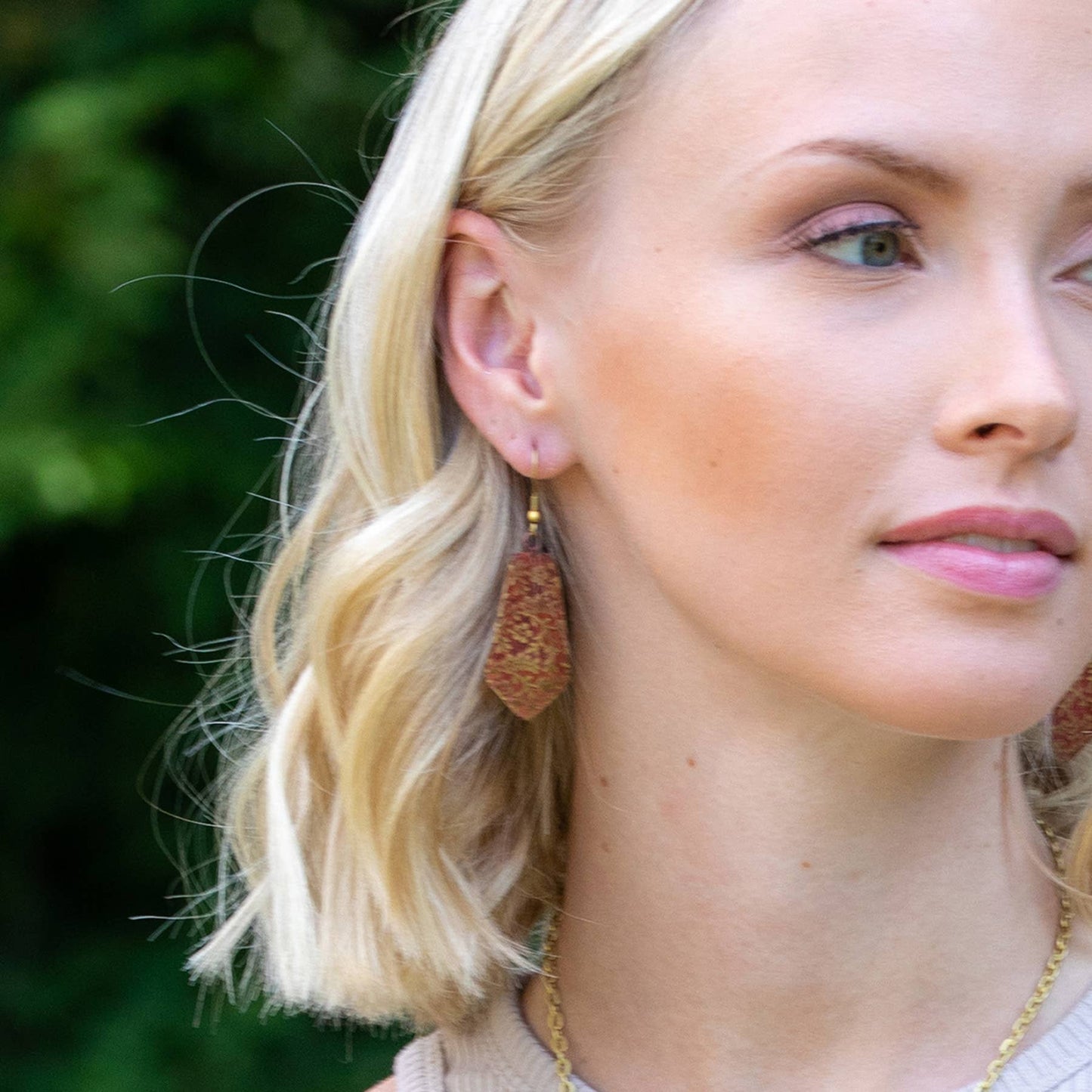 Floral Vines Brass Patina Earrings