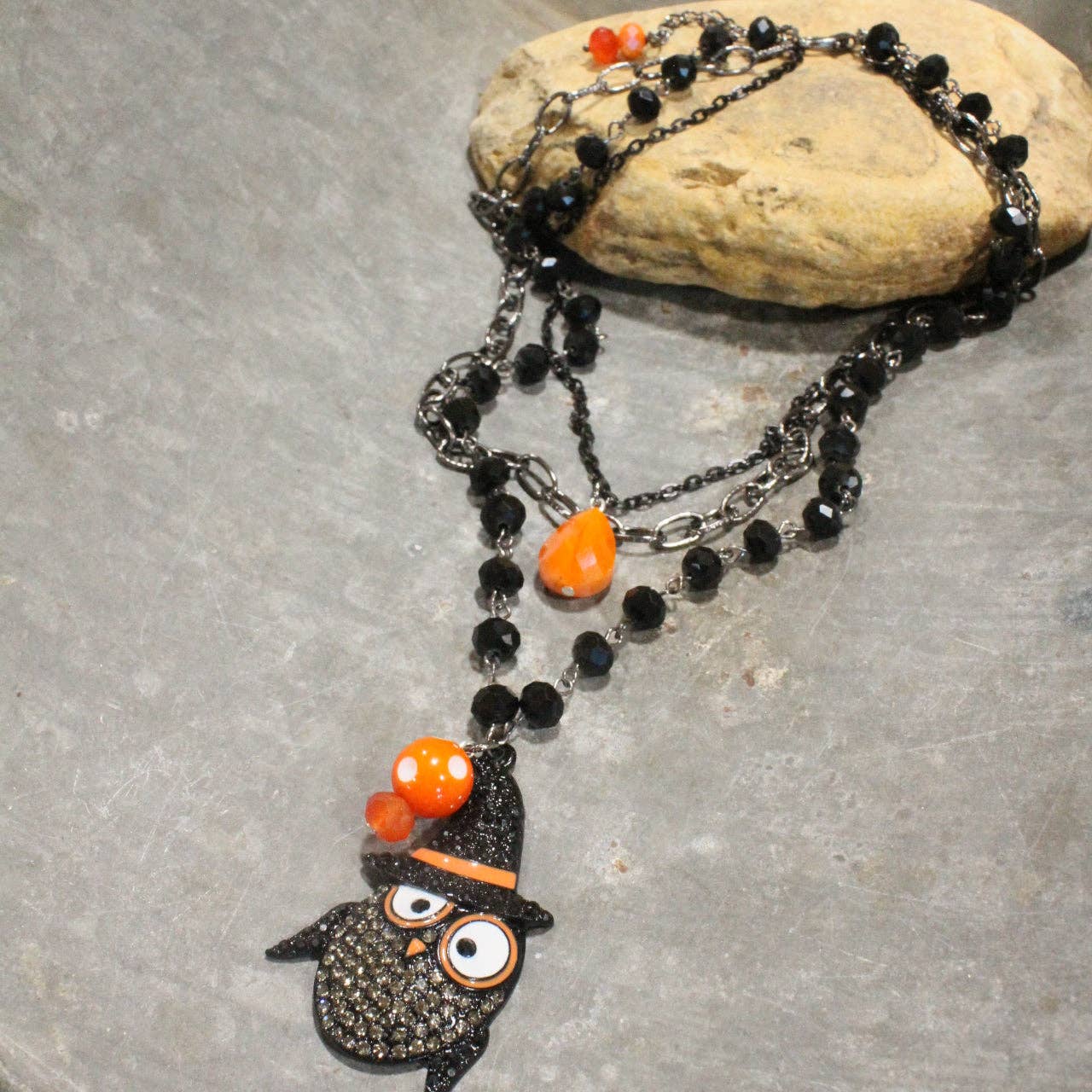 Whimsy Black Owl Layered Necklace