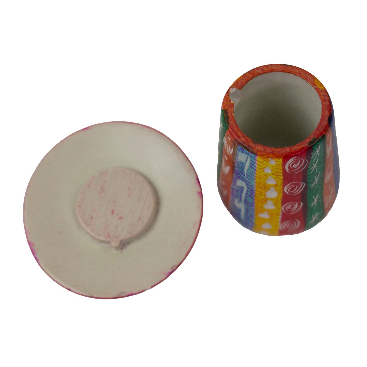 Colorful Soapstone Mushroom Container with Etchings