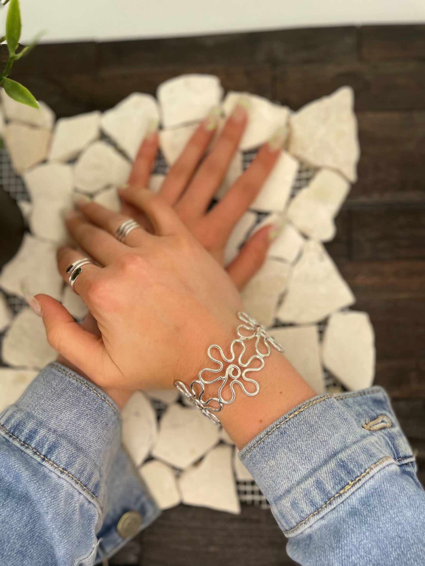 Flowers Adjustable Cuff Bracelet