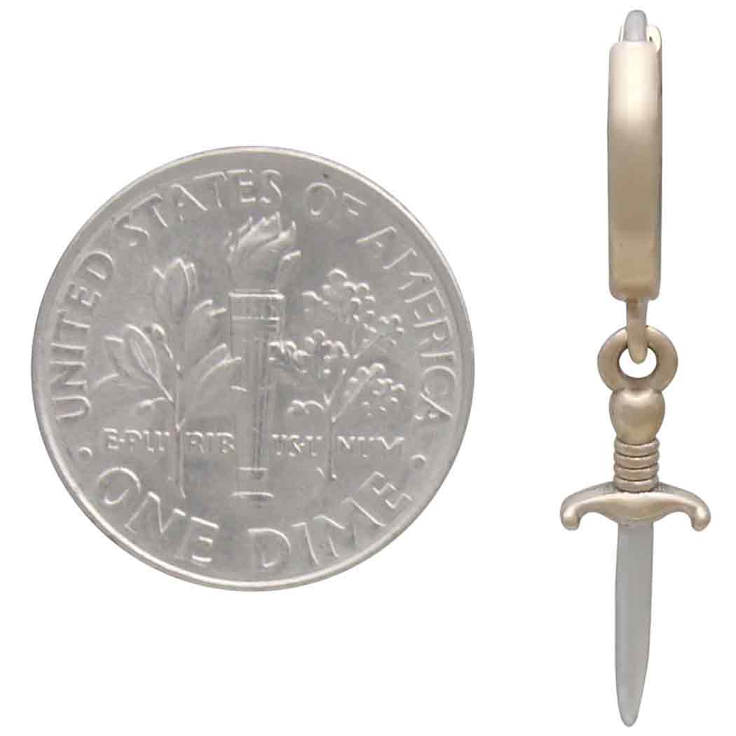 Bronze Huggie Hoops with Mixed Metal Daggers
