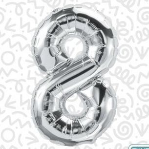 34" Silver Number 8 Foil Balloon (D)