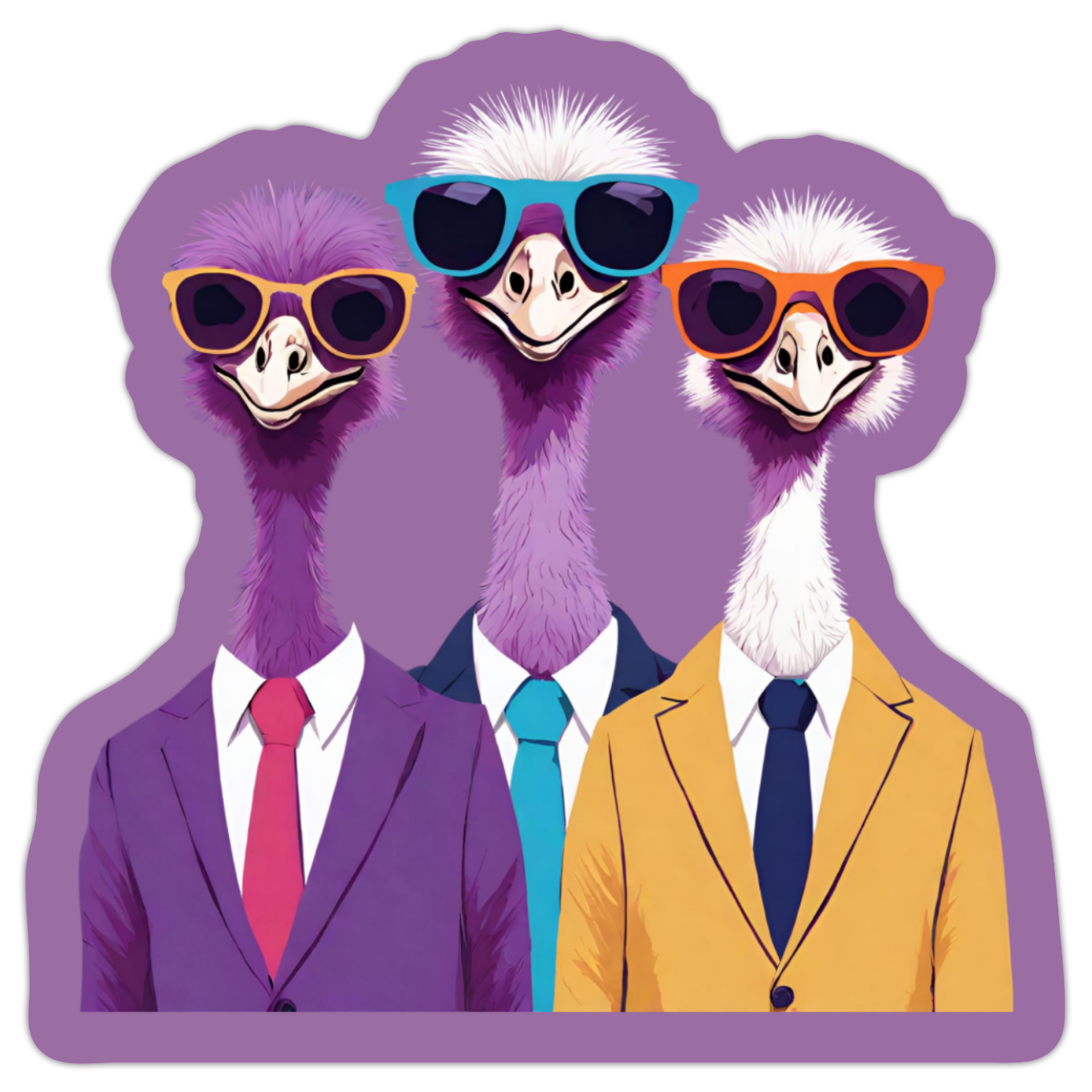 Three Awesome Ostriches sticker