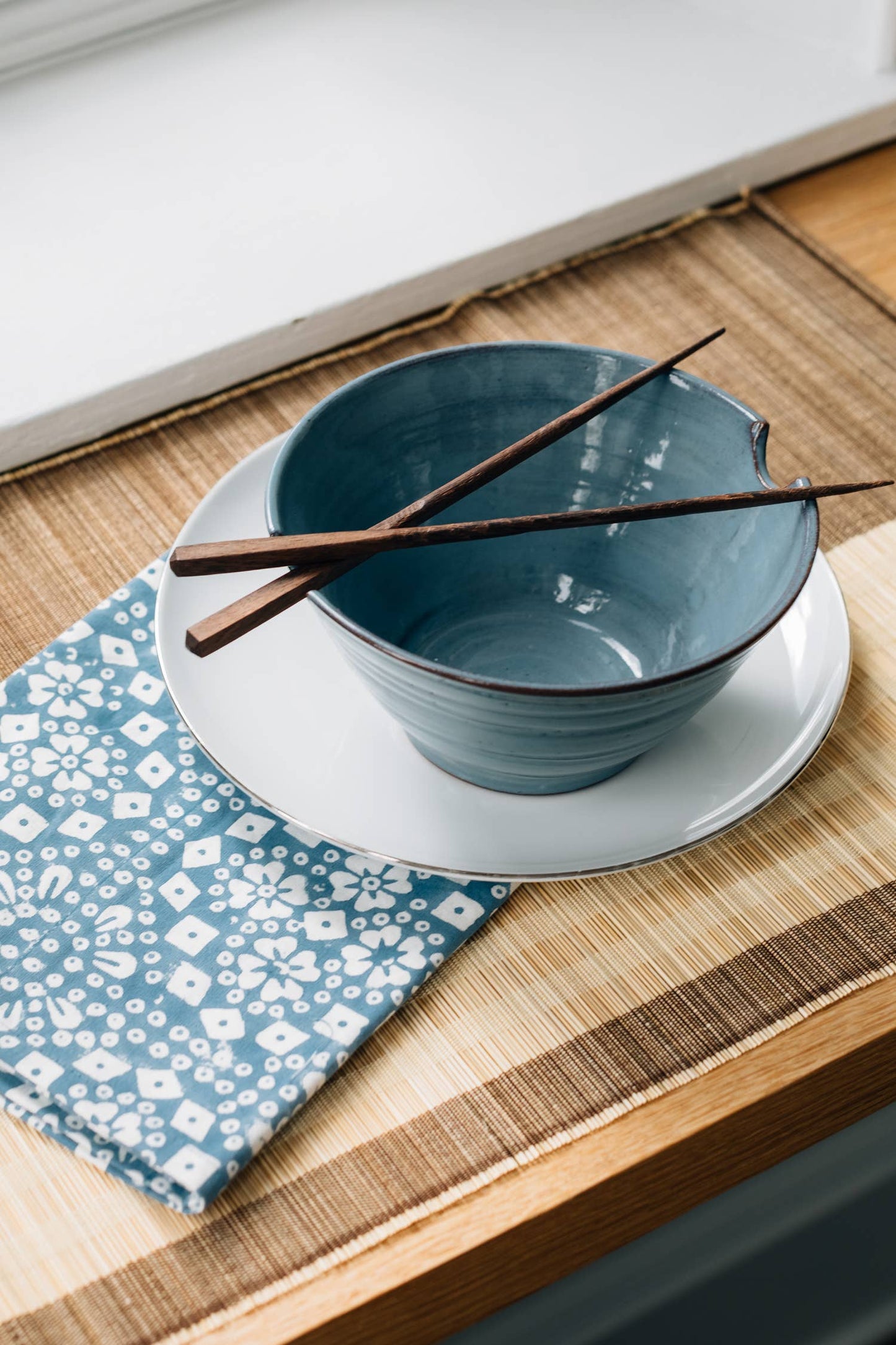 Chopsticks & Blue Bowl Set