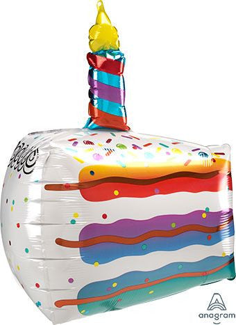 White Birthday Cake Foil Balloons 25"
