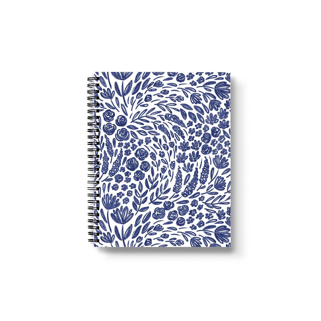 Porcelain Floral Spiral Lined Notebook