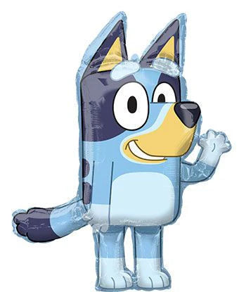 Bluey the dog shaped balloon on a white background