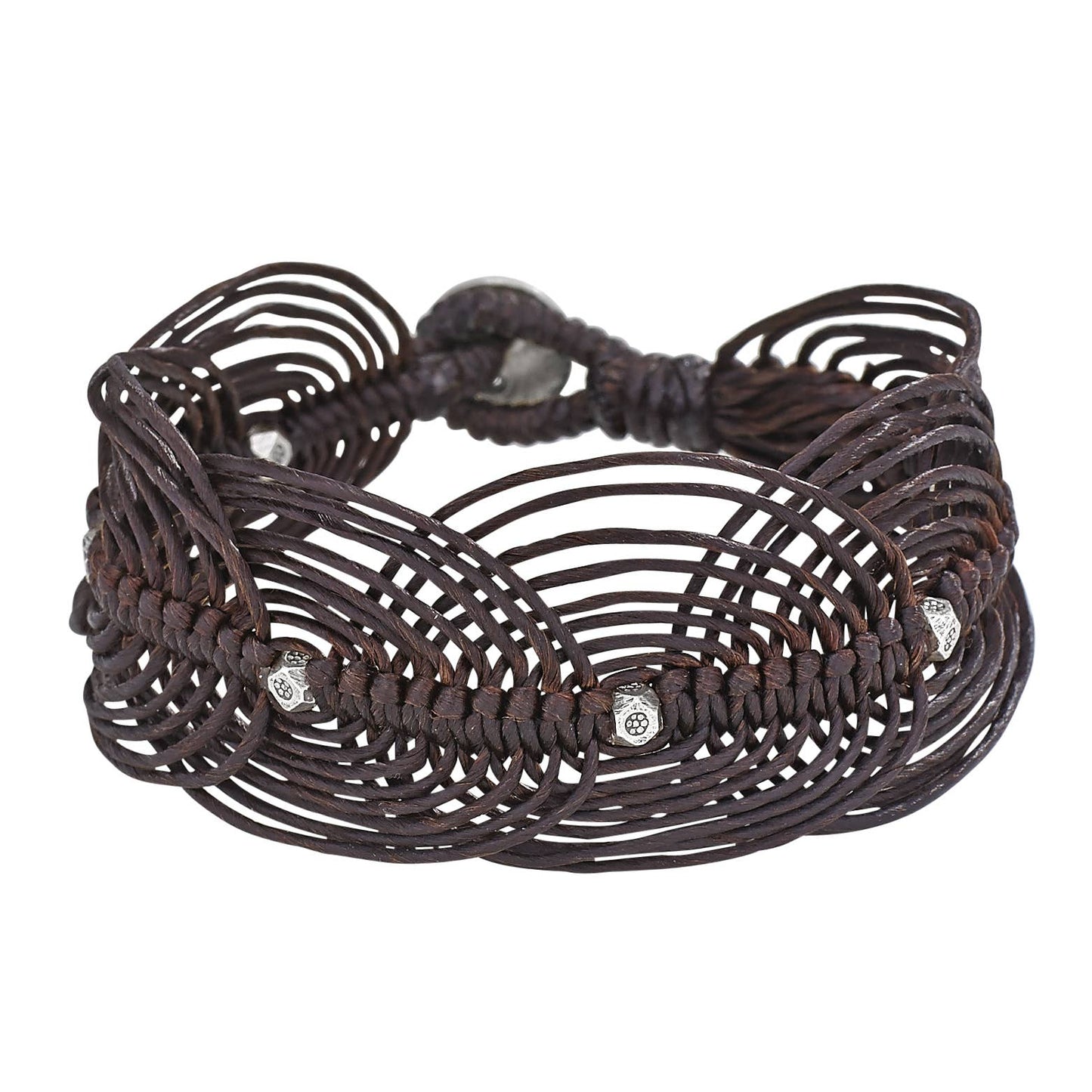 Tilt a Whirl Woven Bracelet with Sterling Silver Beads