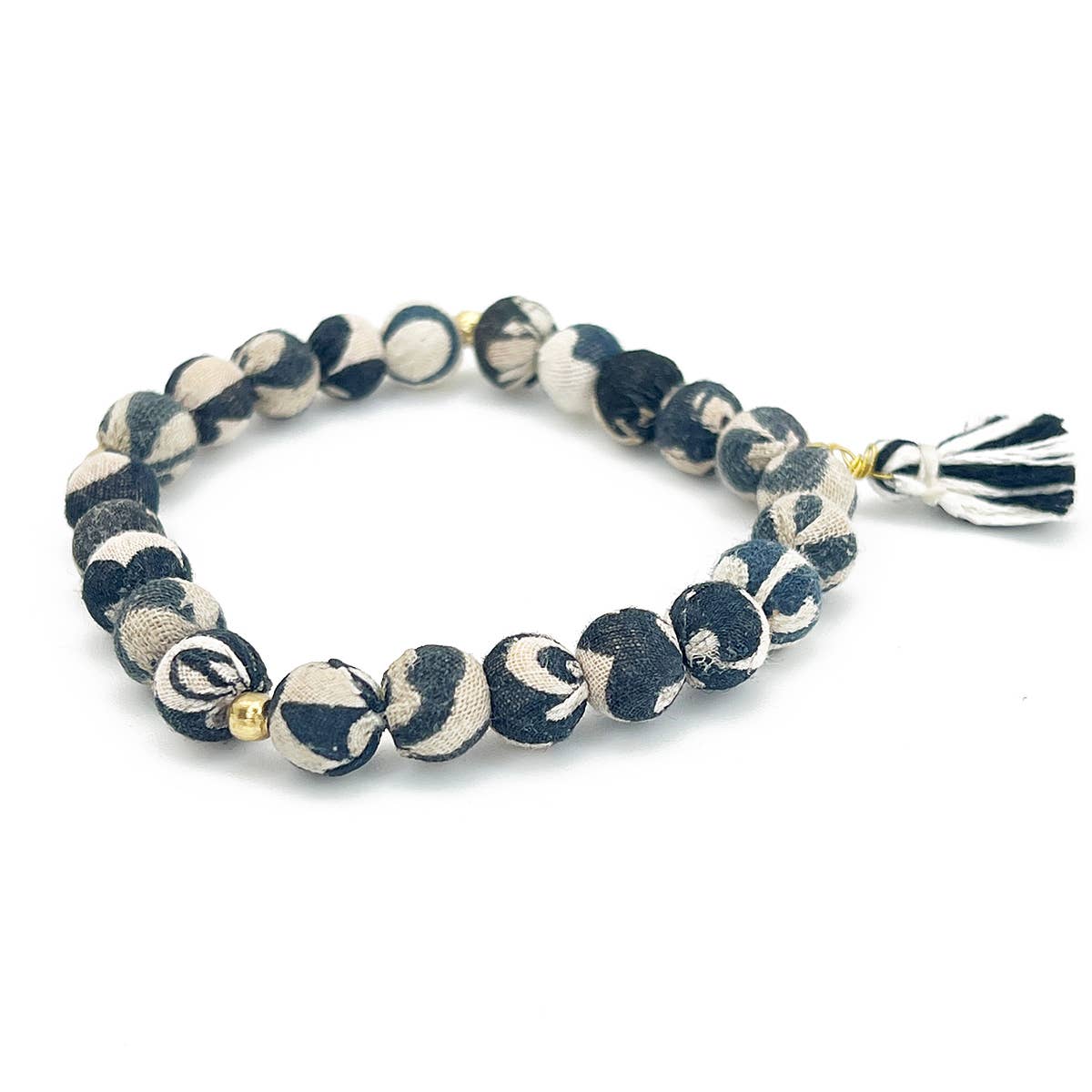 Aasha Monochrome Stackable Tassel Kantha Handcraft Bracelet