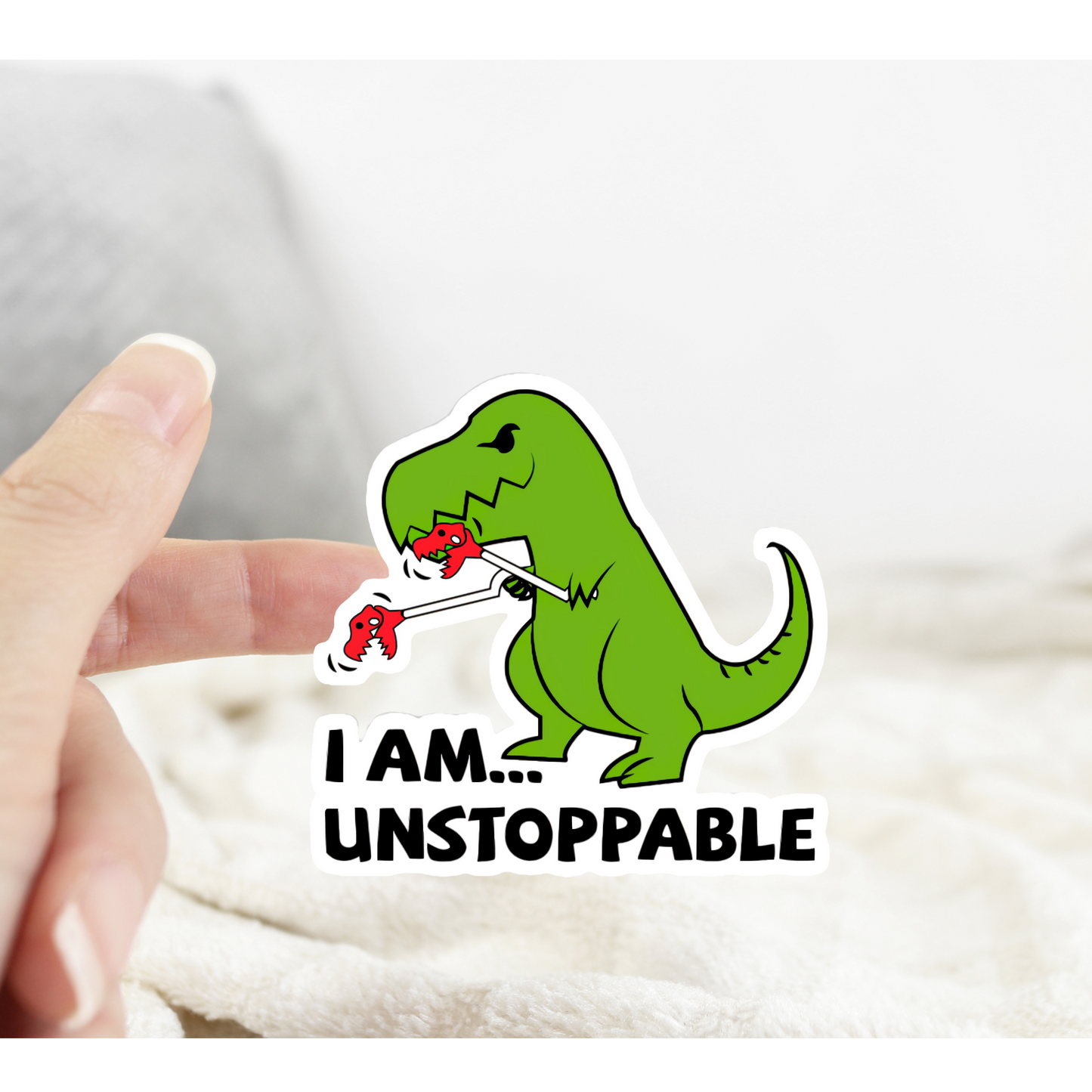 I am Unstoppable Dino Motivational Sticker