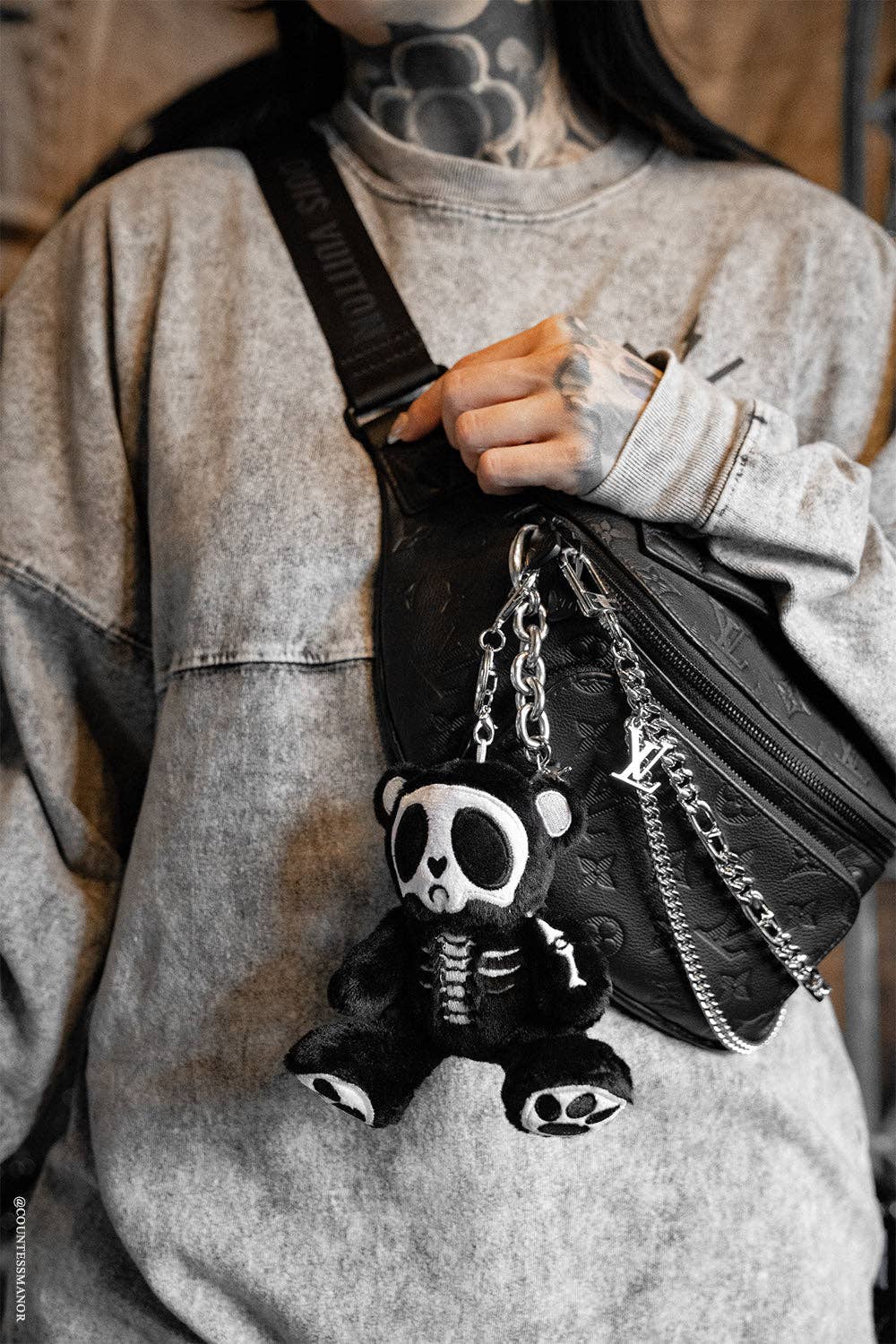 Grumpy Bones Bear Plush Keychain