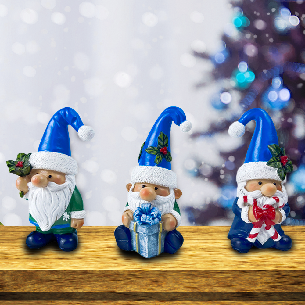 Festive Holiday Gnome Set of Three Miniature