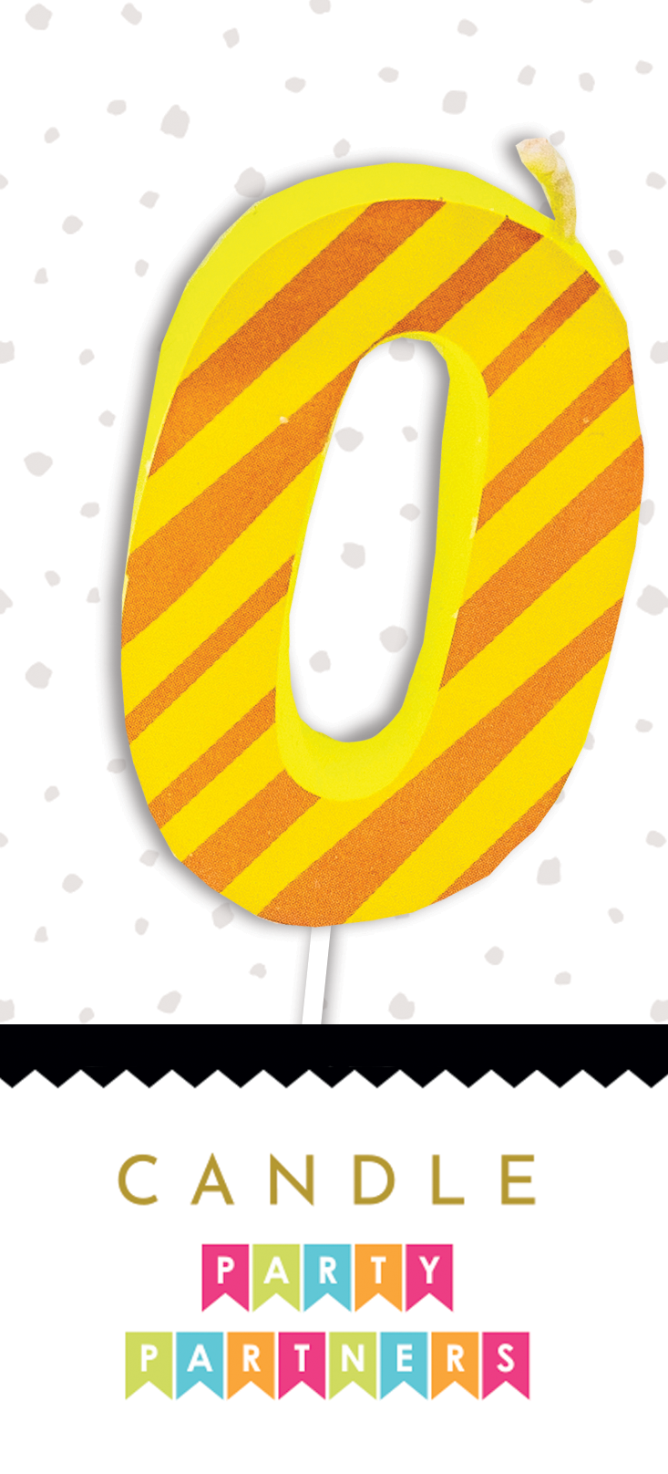 Number 0 Colorful Decal Candle