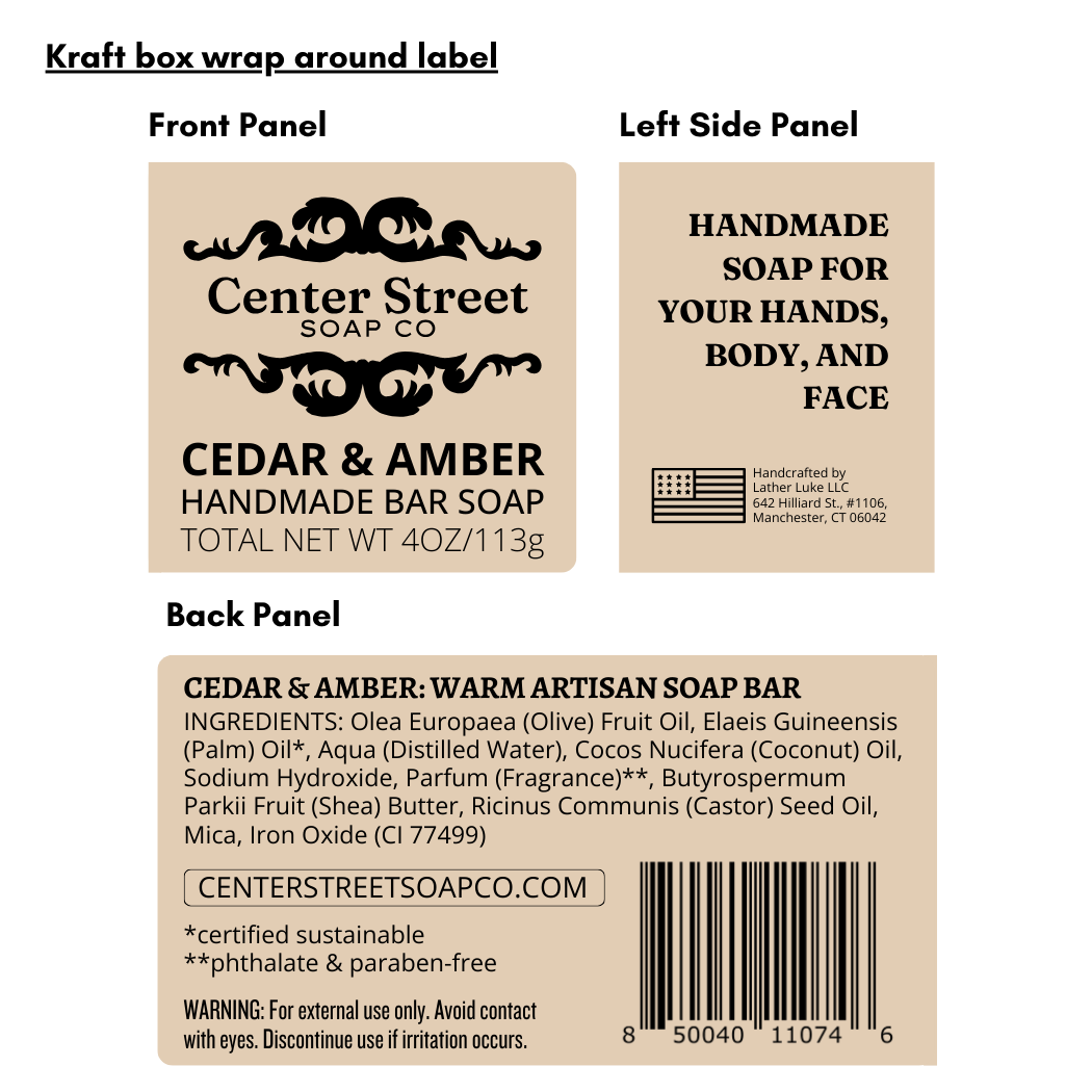 Cedar & Amber Vegan Handmade Bar Soap - 4oz