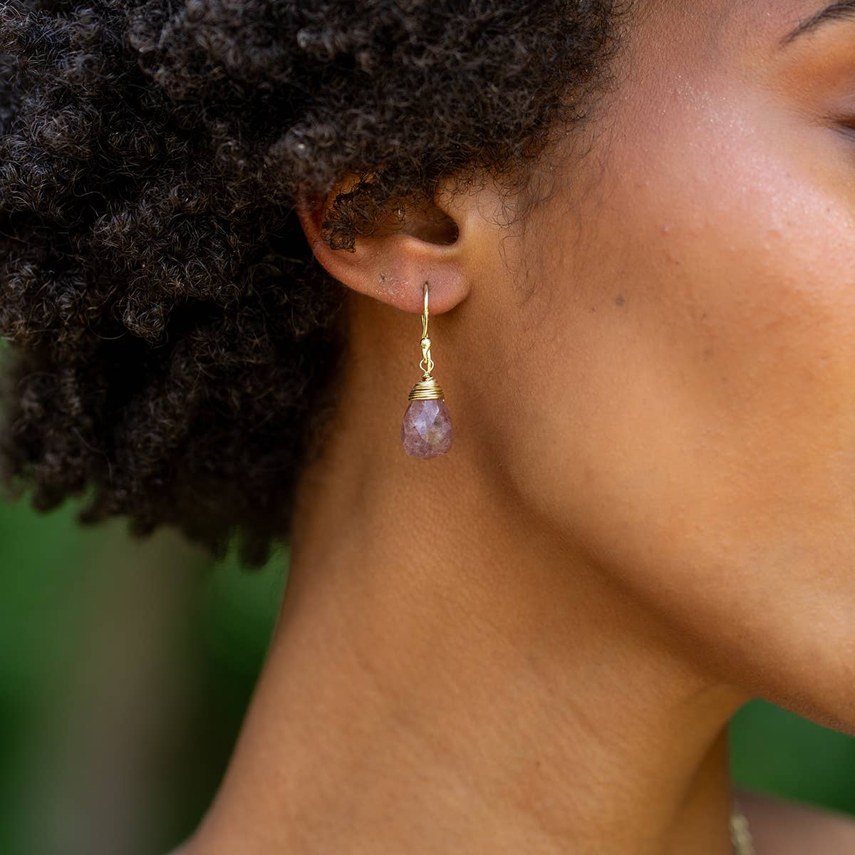 Strawberry Quartz Gold-Plated Teardrop Earrings