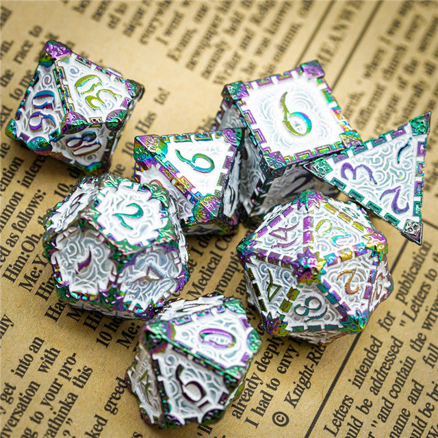 White Rainbow Metal Dice(Dagger of Venom)7-Dice Udixi RPG