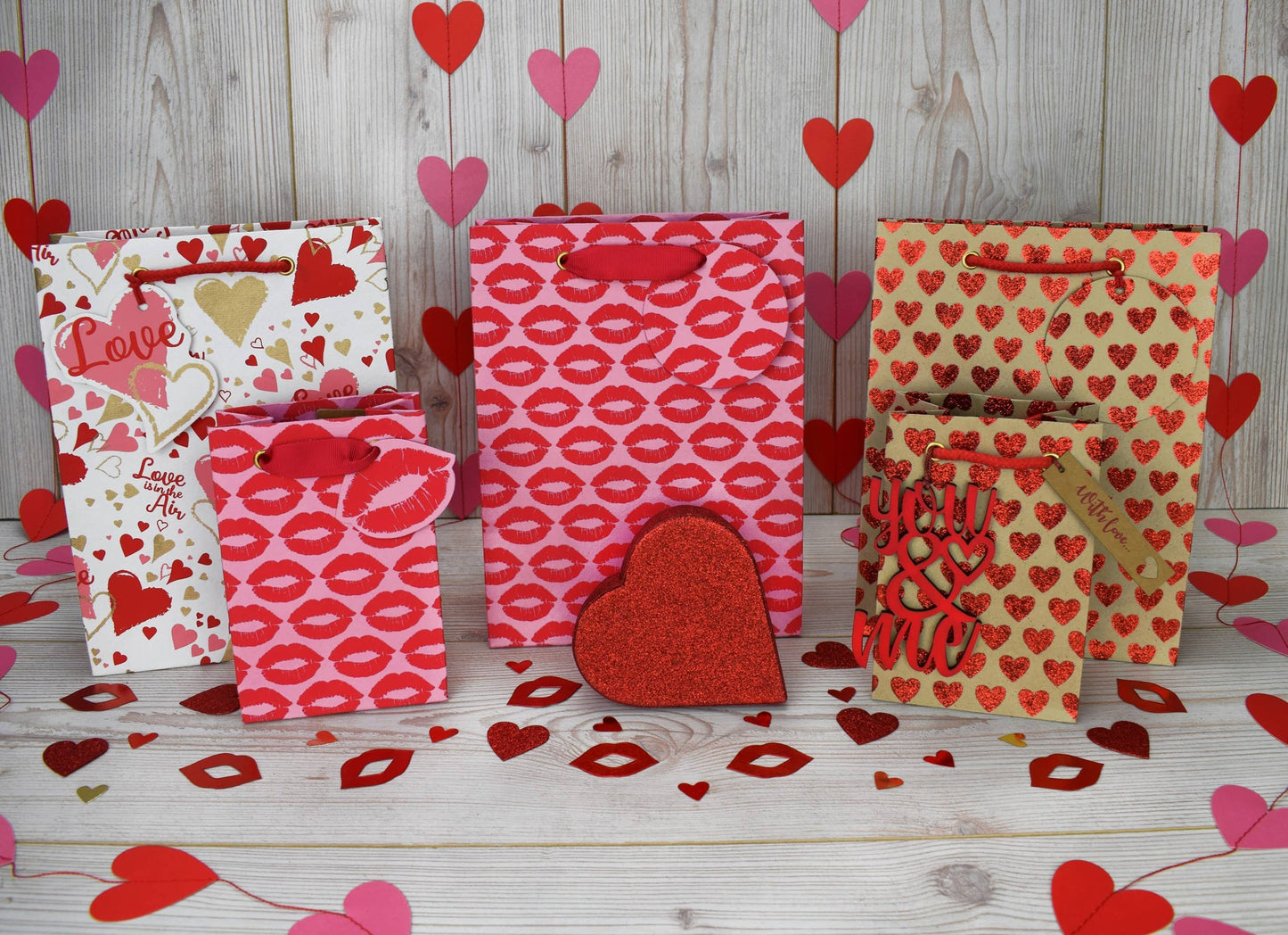 Red Glitter Hearts Roll Wrapping Paper