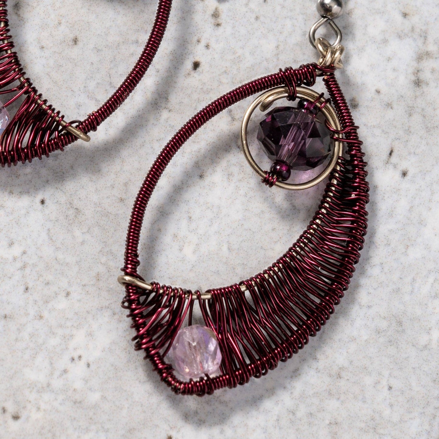 Ojo Purple Wire Wrapped Earrings