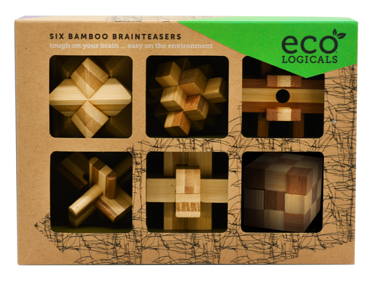 Mini Wooden Brainteaser Puzzles - 6pk