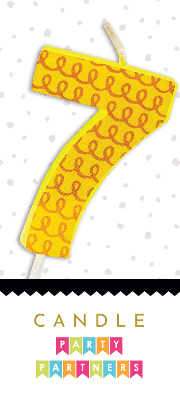 Number 7 Colorful Decal Candle