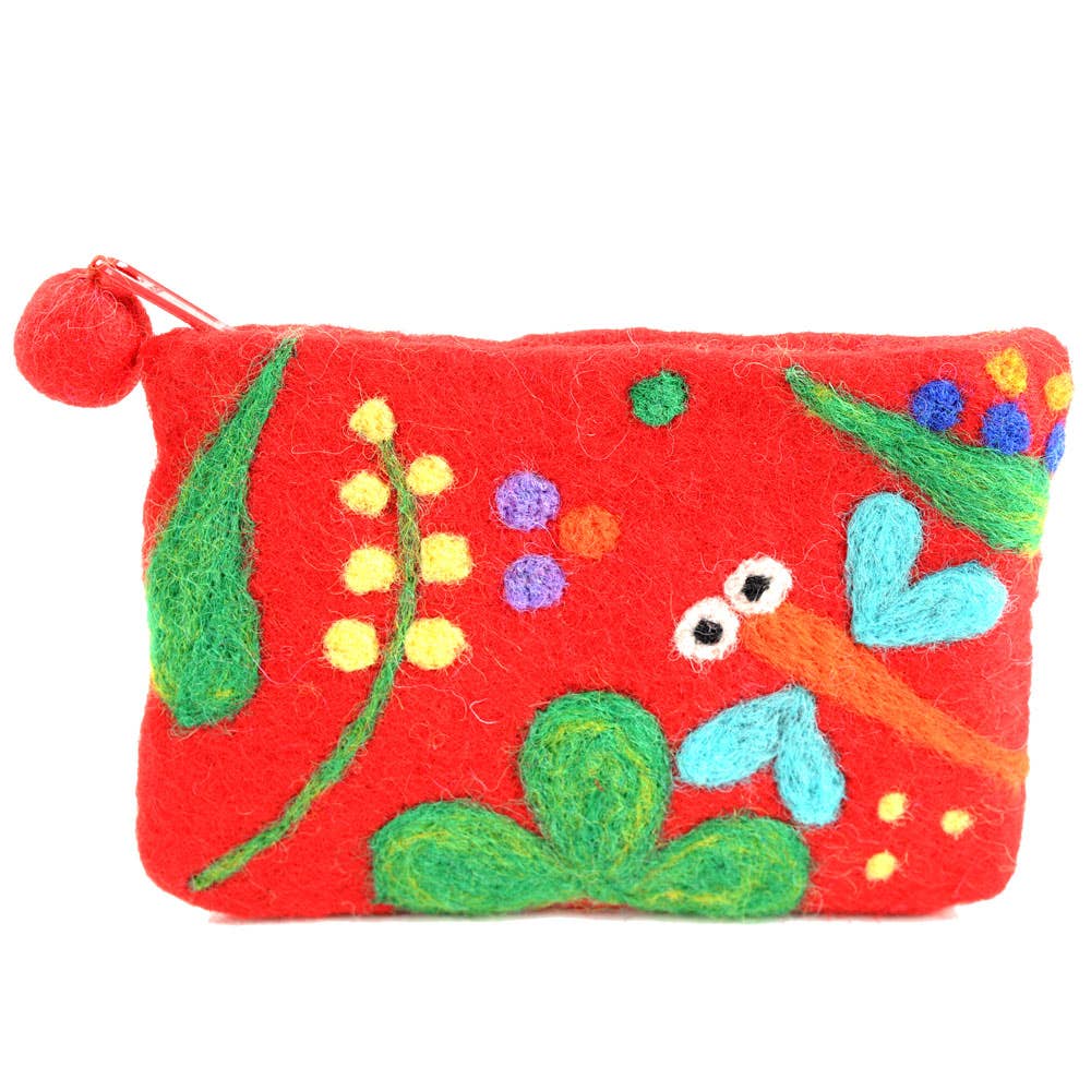 Dragonfly Felt Change Purse