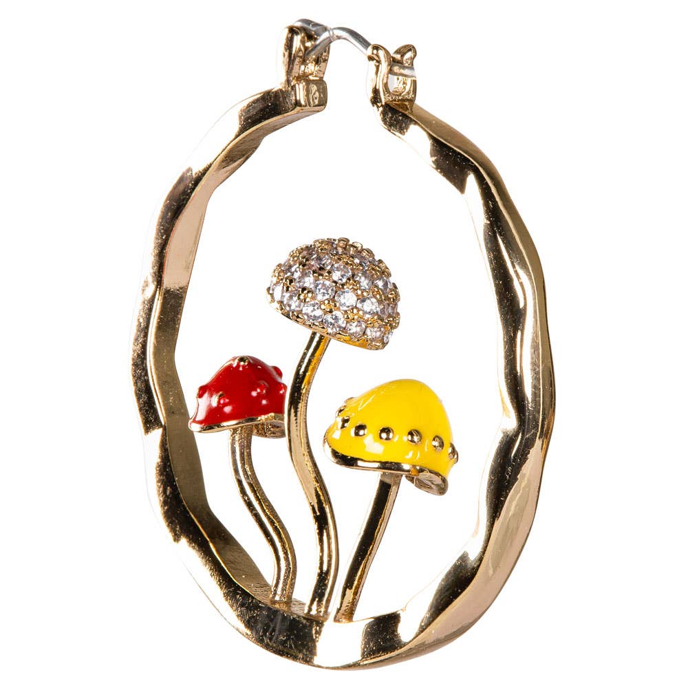 Gold Mushroom Earrings