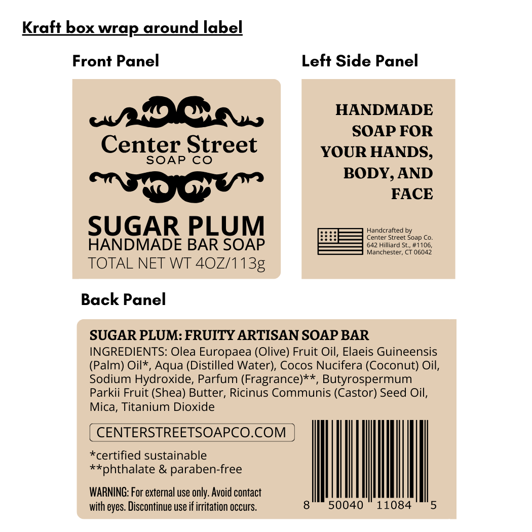 Sugar Plum Christmas Handmade Soap Bar - 4oz