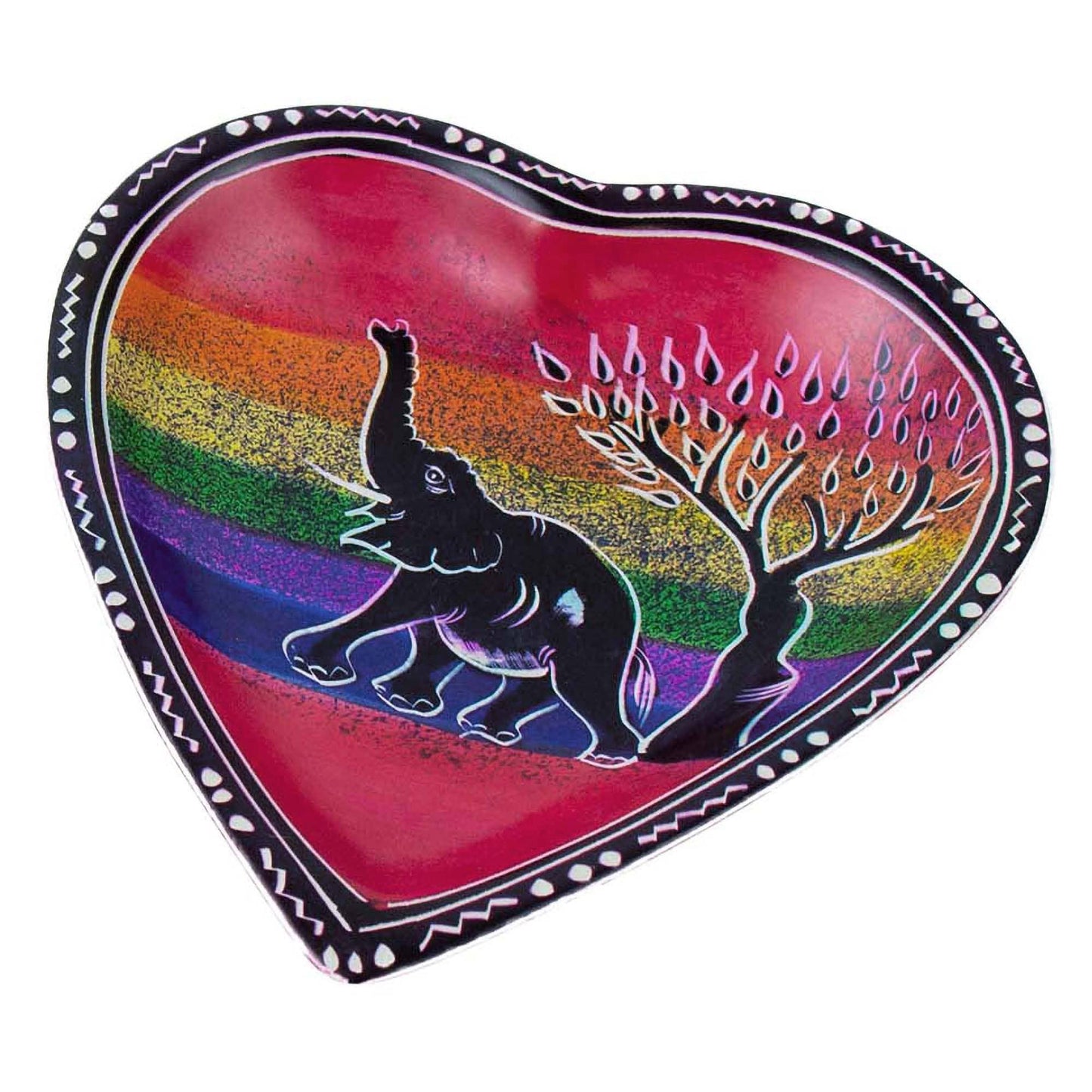 Soapstone Heart Trinket Bowl - Rainbow African Elep