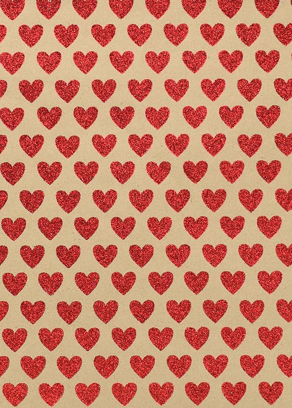 Red Glitter Hearts Roll Wrapping Paper