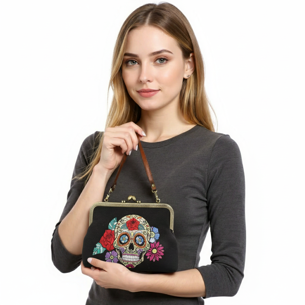 Sugar Skull Kiss Hand Bag