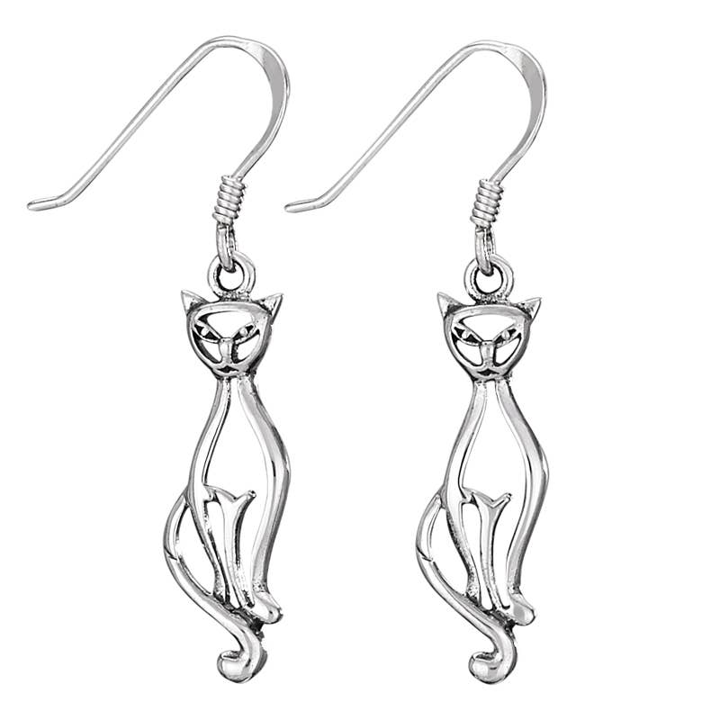 Cleopatra's Friend Sterling Silver Cat Earrings