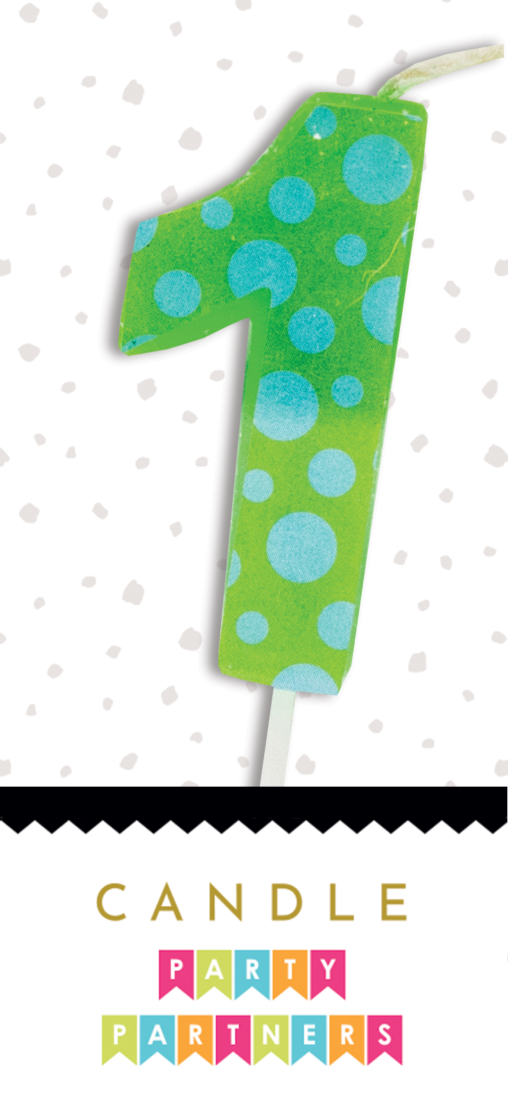 Number 1 Colorful Decal Candle