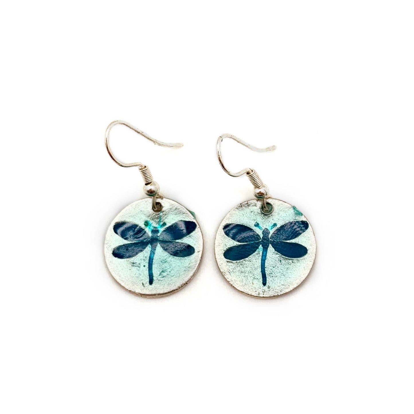 Dragonfly in Teal/Aqua Pewter Earrings