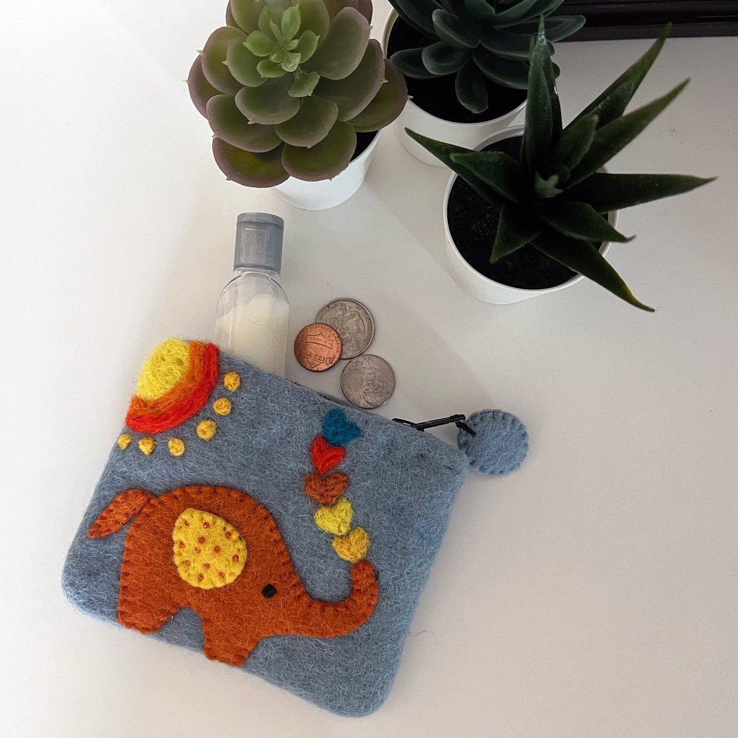 Elephant Felt Zipper Pouch