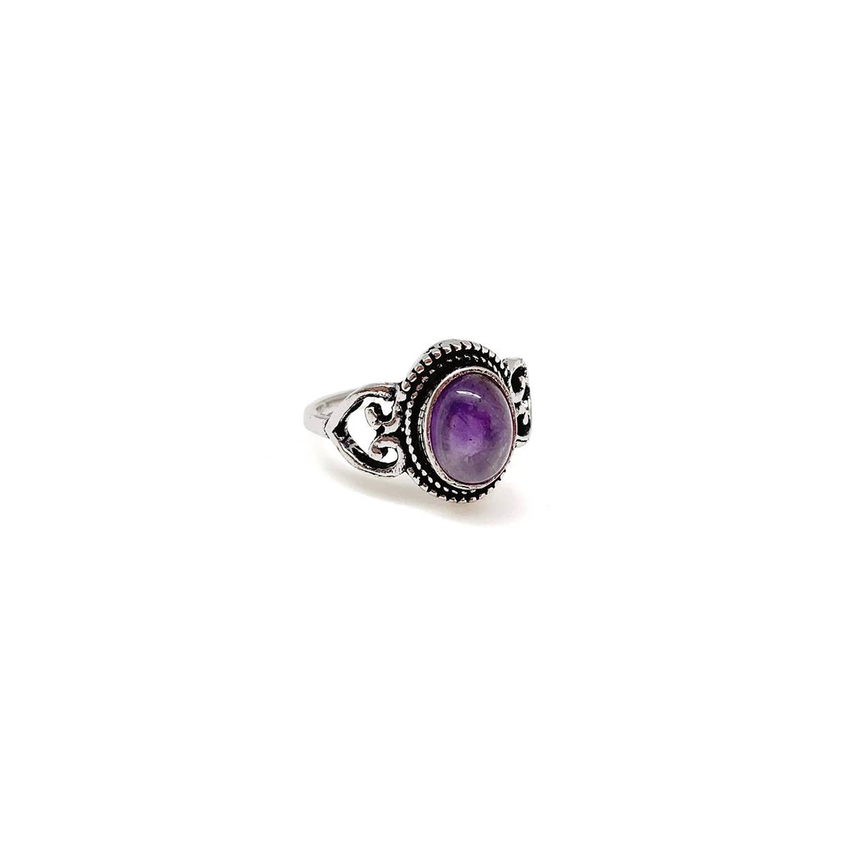 Silver Oval with Amethyst Ring