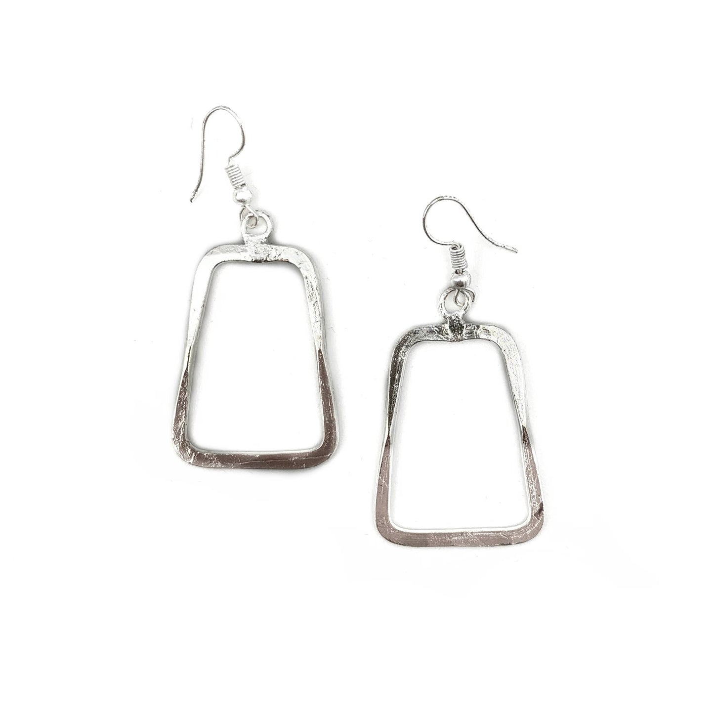 Trapezoid Silver Plated Earrings