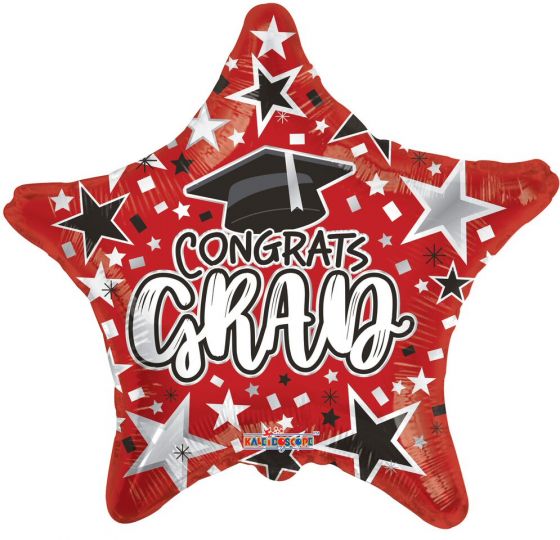 18" Congrats GRAD Star Foil Balloon - Red