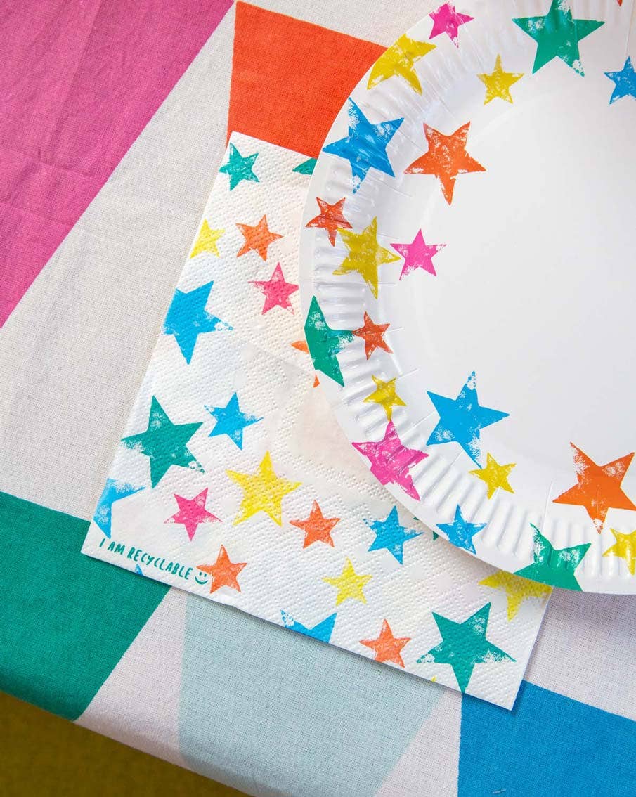 Eco-Friendly Rainbow Star Plate - 12 Pack