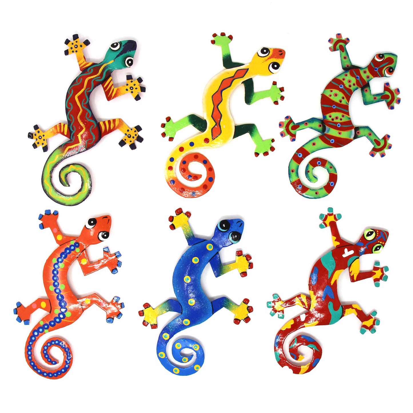 Painted Metal Drum Art Gecko Wall Hanging