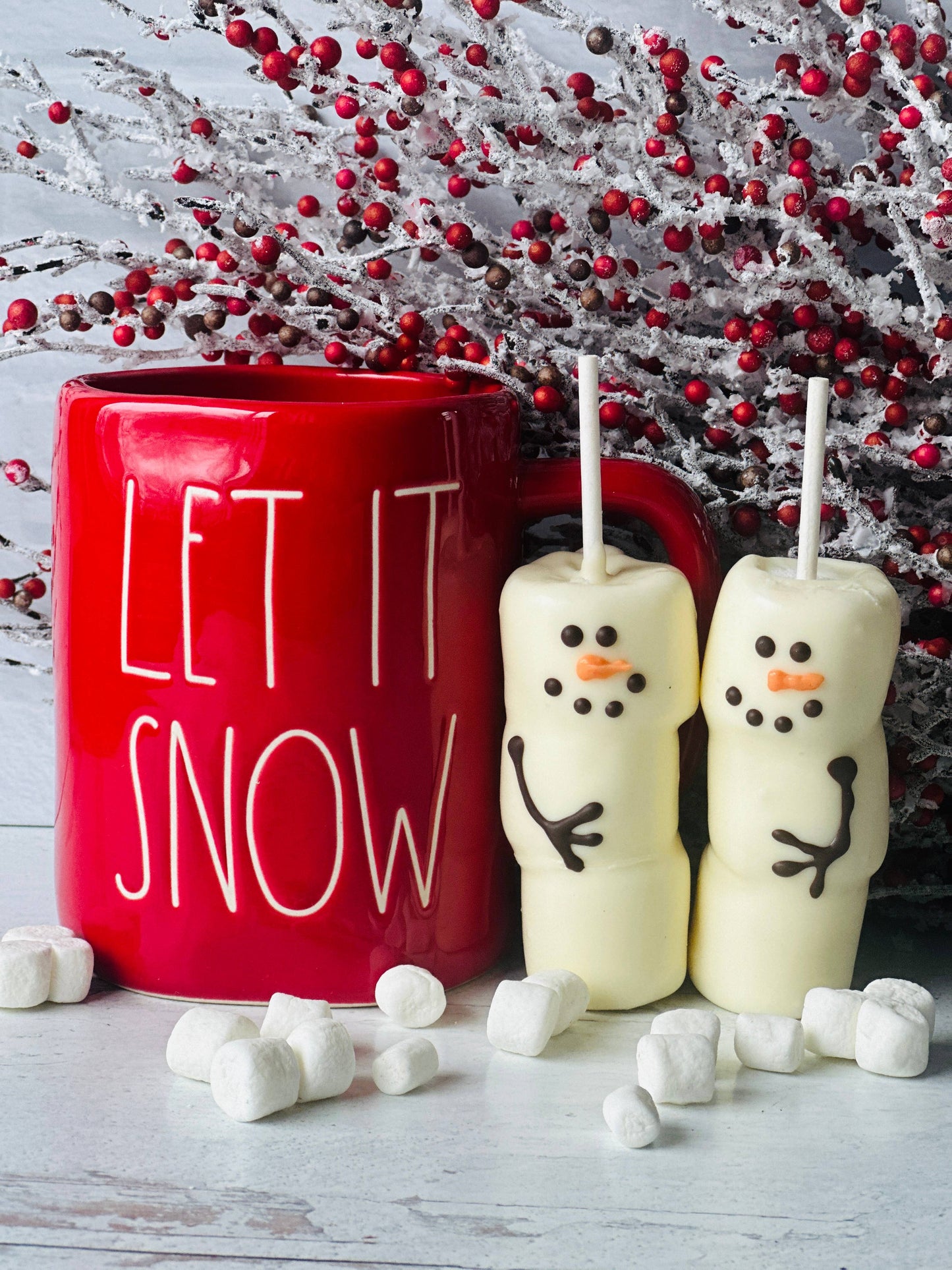 Chocolate Covered Marshmallow Snowman Hot Cocoa Stir Sticks