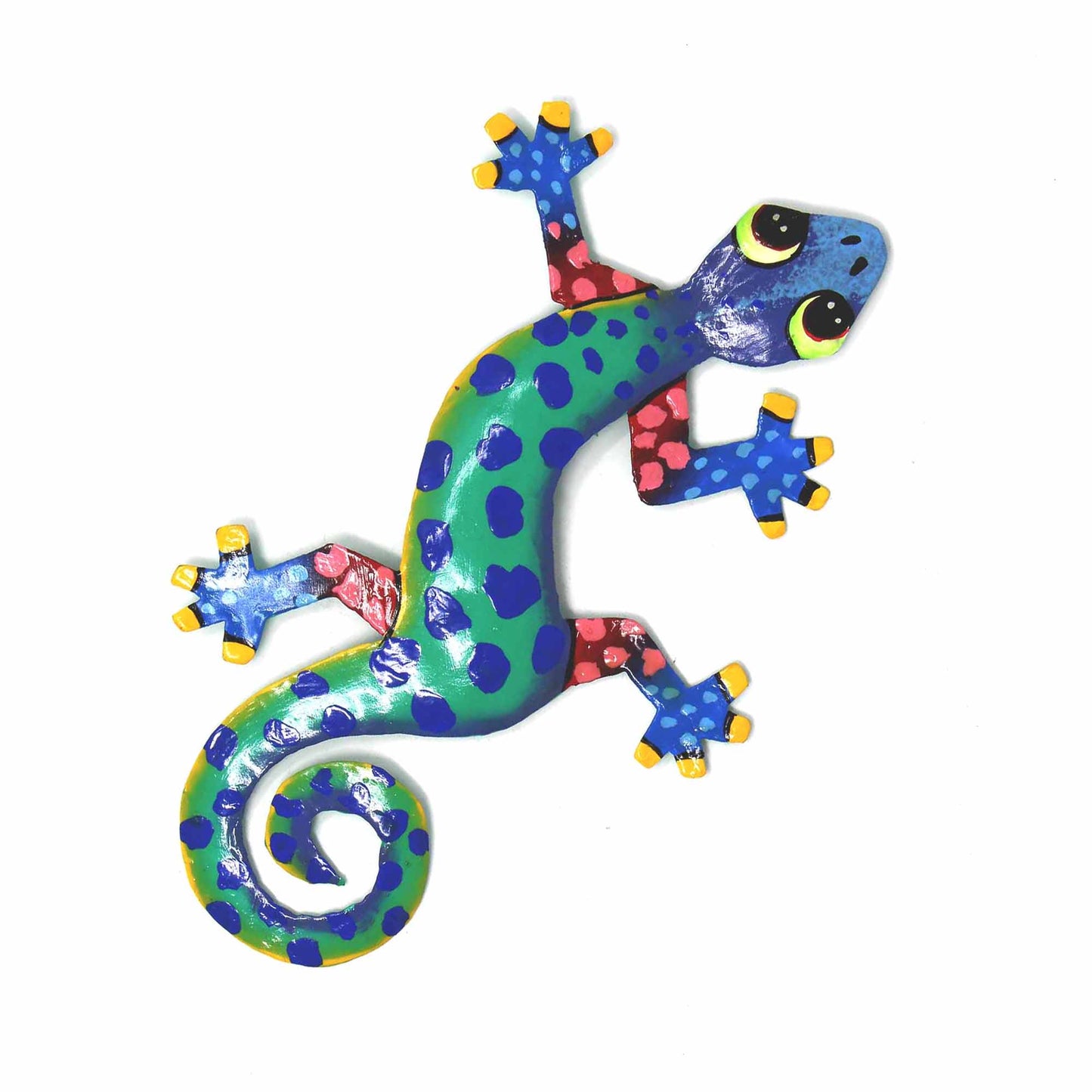 Painted Metal Drum Art Gecko Wall Hanging